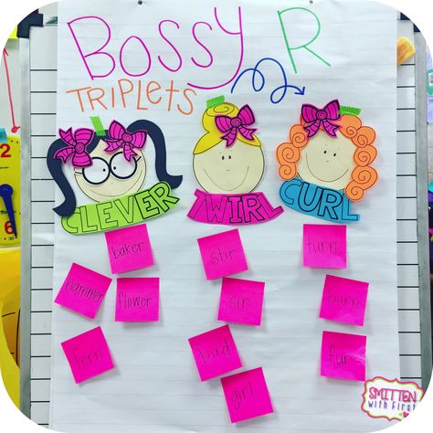 Vowel Anchor Chart, R Controlled Vowels Activities, Anchor Charts First Grade, R Controlled Vowels, Bossy R, Kindergarten Anchor Charts, Crazy Party, First Grade Phonics, Phonics Rules