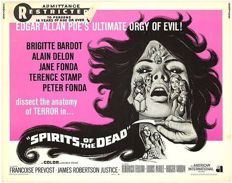 Brigitte Bardot Movies, Science Fiction Movie Posters, Terence Stamp, Movie Lists, Spirits Of The Dead, Roger Corman, Federico Fellini, Film Posters Art, The Omen