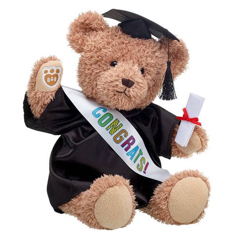 White Graduation Gown, Teddy Bear Graduation, Black Graduation Gown, Graduation Teddy Bear, Black Stuffed Animal, Graduation Cap And Gown, Graduation Gown, Happy Graduation, Graduation Diy