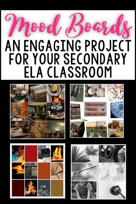 Looking for a creative way to teach mood in your secondary ELA classroom? Try Mood Boards! This engaging project helps students visualize and analyze mood, making it easier to understand the emotional impact of a text. Perfect for independent reading projects, book reports, or end-of-novel activities, Mood Boards let students connect mood with images, colors, and words. Whether in literature circles or independent reading, this activity makes complex concepts fun. Secondary Ela Classroom, Middle School Ela Classroom, Novel Activities, Arts Classroom, Reading Projects, Book Reports, English Language Arts High School, Secondary Ela, Ela Classroom