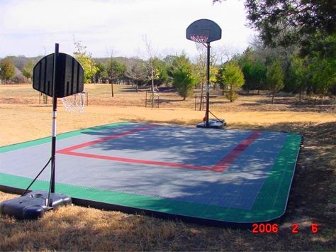 Outdoor Basketball Court Flooring | UltraBaseSystems® Pallet Basketball Court, Mini Basketball Court Backyard, Diy Basketball Court Backyard Cheap, Basketball Goal Backyard, Backyards With Basketball Courts, Small Backyard Basketball Courts, Diy Basketball Court, Backyard Basketball Court Size, Fake Grass Basketball Court