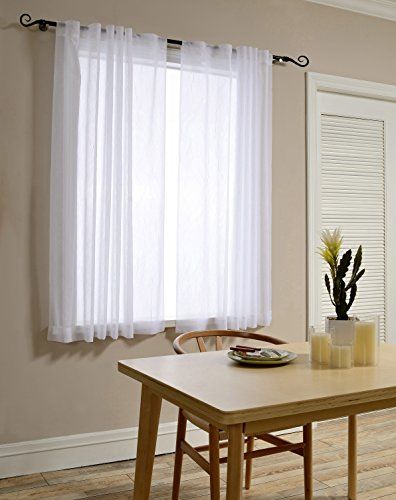 Mysky Home Back Tab and Rod Pocket Window Crushed Sheer Curtains for Bedroom, White, 51 x 63 inch, (Set of 2 Crinkle Sheer Curtain Panels) White Curtains Bedroom, White Linen Curtains, Homemade Curtains, Pocket Window, White Sheer Curtains, Bedroom White, Curtains For Bedroom, Voile Curtains, Sheer Curtain Panels