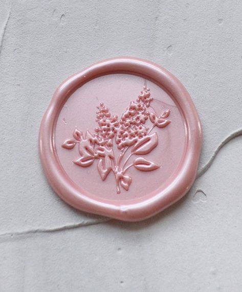 The crowd favorite wax seal. Lilac 💜 one of my favorite flowers! Available in my Etsy shop as either a wax stamp or self-adhesive wax seals! Wax Stamps, Quilts Vintage, Favorite Flowers, Wax Stamp, Wax Seal Stamp, Seal Stamp, Seal Stamps, Snail Mail, Wax Seal