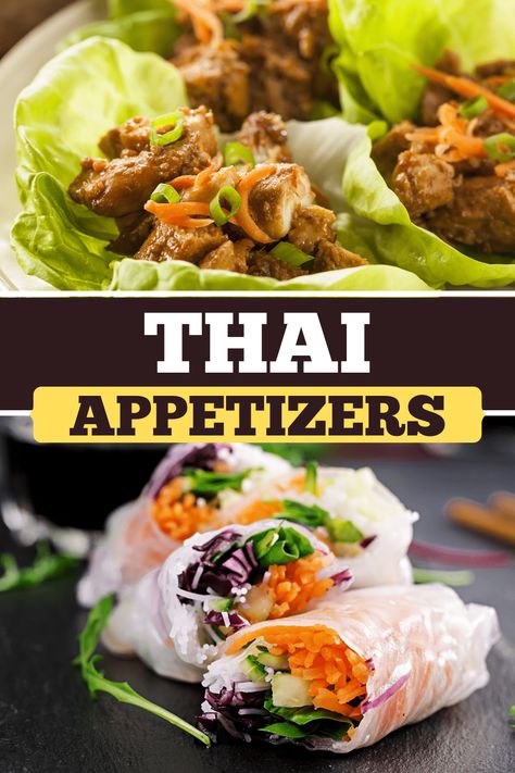 Looking for the best Thai appetizers that are also easy to make? From lettuce wraps to wonton cups, these simple Thai recipes are perfect for any party. Thai Food Appetizers Simple, Thai Recipes Appetizers, Easy Thai Appetizers, Asian Recipes Appetizer, Thai Dinner Party Menu Ideas, Best Thai Recipes, Thai Appetizer Recipes Easy, Thai Buffet Ideas, Asian Tapas Ideas