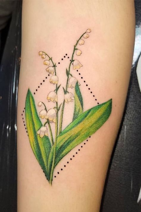 Birth Flower Tattoos Ideas, June Birth Flower Tattoo, Flower Tattoos Ideas, Name Flower Tattoo, Lily Of The Valley Tattoo, Valley Tattoo, Secret Tattoo, Lily Flower Tattoos, June Birth Flower