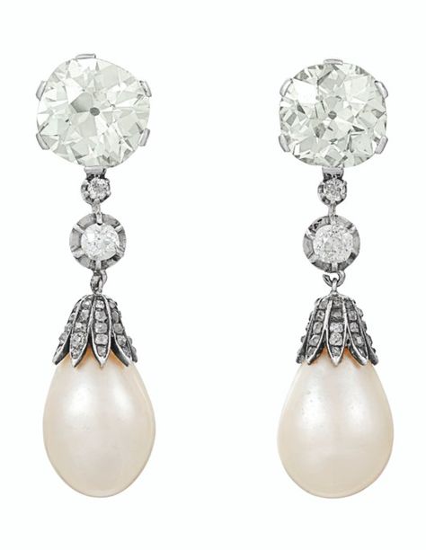 ANTIQUE NATURAL PEARL AND DIAMOND EARRINGS | earrings, diamond | Christie's Vintage Pearl And Diamond Earrings, Antique Diamond Earrings, Suzanne Belperron, Diamond Earrings Wedding, Royal Jewellery, Accessories Stand, Kashmir Sapphire, Natural Pearl Earrings, Jewellery Business