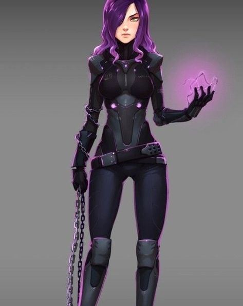 Supervillain Aesthetic Outfits, Villain Suit Design Female, Purple Superhero Suit Female, Purple Hero Suit, Oc Supervillain, Hero Suits, Techno Outfit, Dr Marvel, Marvel Character Design