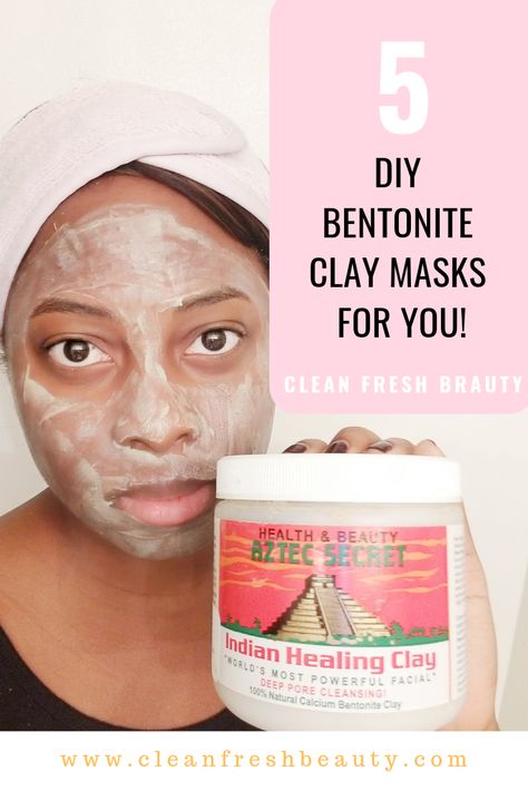 Diy Clay Mask Recipes, Diy Bentonite Clay Mask, Indian Healing Clay Mask, Clay Mask Recipe, Bentonite Clay Face Mask, Diy Clay Mask, Best Clay Mask, Clay Hair Mask, Calcium Bentonite Clay