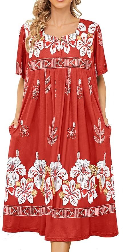 Bloggerlove Moo moos Nightgowns for Women Plus Size Muumuu House Dresses for Women Florar Sleepwear Sleep Shirts (Wine Red, Medium) at Amazon Women’s Clothing store Hawaiian Muumuu, Muumuu Dress, House Dresses, Nightgowns For Women, Women Plus Size, House Dress, Nightgowns, Sleep Shirt, Dress With Pockets