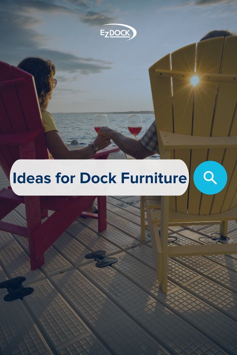 Boat Dock Seating Ideas, Lake Dock Furniture Ideas, Boat Dock Furniture Ideas, Dock Furniture Lake, Dock Furniture Ideas, Boat Dock Decorating Ideas, Lake Dock Ideas, Dock Ideas Lakeside, Lake Docks Designs