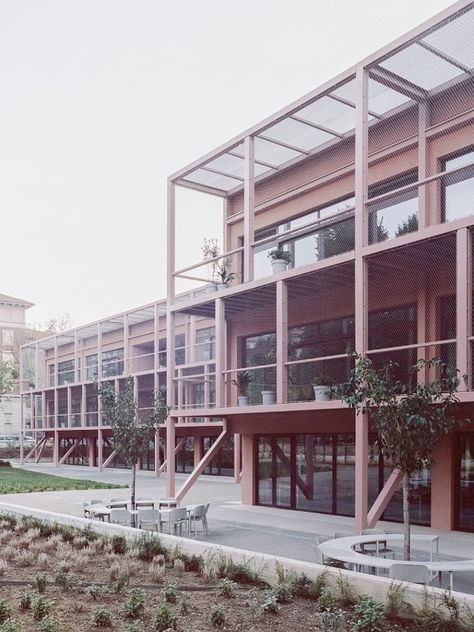 Enrico Fermi, Italy Architecture, Timber Deck, Mini Clubman, Urban Fabric, School Building, Learning Spaces, Main Entrance, Secondary School