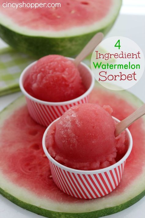 Watermelon Sorbet Recipe, Watermelon Sorbet Recipes, Granitas, Watermelon Flavor, Watermelon Sorbet, Sorbet Recipe, Brownie Desserts, Sorbet Recipes, Refreshing Desserts