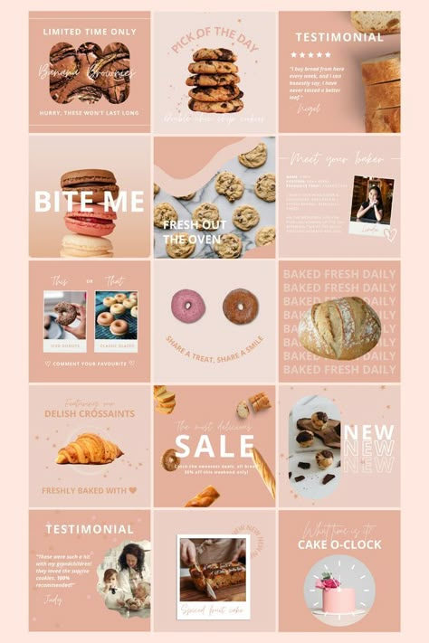 #Bakery_Instagram_Feed #Pink_Instagram_Feed #Pastel_Bakery #Bakery_Instagram Bakery Instagram Feed, Bakery Instagram, Instagram Feed Template, Aesthetic Instagram Feed, Instagram Feed Planner, Instagram Branding Design, Small Business Instagram, Ig Feed Ideas, Pink Food