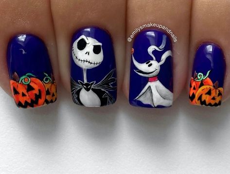 Christmas Fingernails, Nightmare Before Christmas Nails, Christmas Hand Painted, Black Halloween Nails, Holloween Nails, Halloween Acrylic Nails, Cute Halloween Nails, Pumpkin Nails, Masks Diy