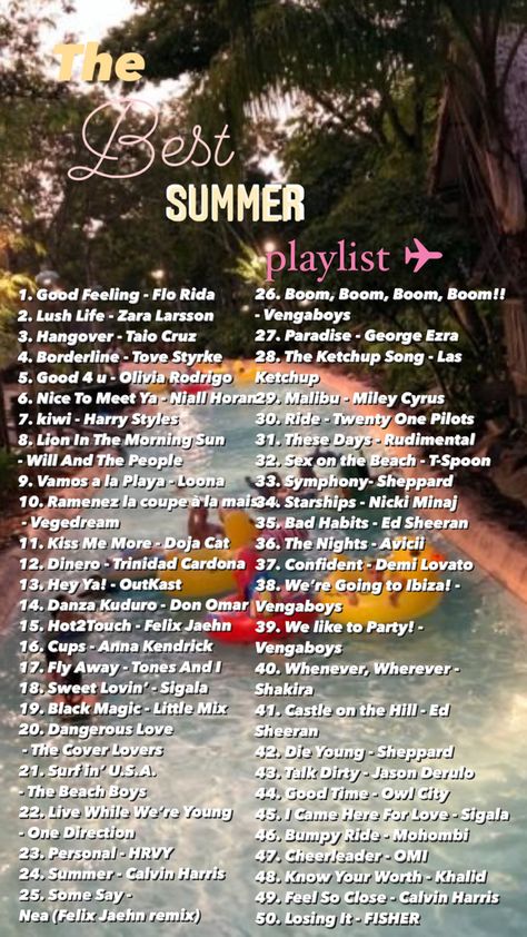 Best Summer Playlist, Summer Playlist Covers, Songs To Blast, Las Ketchup, Good Summer Songs, Country Music Playlist, Beach Songs, Music Lists, Summer Bucket List For Teens