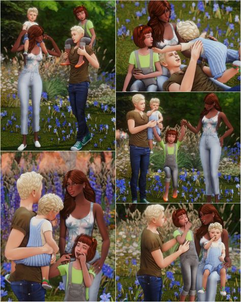 Heya everyone! Today I'm sharing a collab with the amazing SimSulani! We created this Family Time pose pack which includes 10 poses for a family of 4! I'm so grateful to have gotten the opportunity to work with SimSulani, so please show her lots of love <3 Sims 4 Family Of 4 Poses, Sims Family, Sims 4 Poses, Sims 4 Couple Poses, Sims Poses, Toddler Poses, Sims 4 Stories, Ts4 Poses, Ts4 Mods