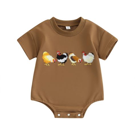 PRICES MAY VARY. 【QUALITY MATERIAL】: Cute infant boy girl farm outfit made of 95%cotton, 5%polyester, soft and skin-friendly, elastic, absorbing sweat and breathable for baby boys girls 【CUTE DESIGNS】: Baby boy girls summer clothes,embroidery '3D Chicken' farm animals print t shirt onesie,farm short sleeve shirt romper, farm crew neck top bodysuit, farm baby clothes,cute funny design make the baby look cute and lovely,cute baby boys girls summer clothing outfits. 【OCCASIONS】: Perfect As baby boy Newborn Baby Boy Clothes Summer, Embroidery Baby Clothes, Country Baby Clothes, 3d Chicken, Crunchy Baby, Farm Outfit, Cow And Chicken, Onesie Ideas, Baby Clothes Country