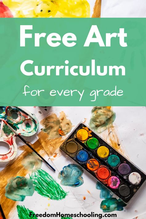 Free homeschool art curriculum for every grade. Includes tutorials for painting, drawing, crafts, and more. Also includes art appreciation and art history. 2nd Grade Art Curriculum, Homeschool Art Lessons Elementary, Art Lessons For Homeschoolers, First Grade Homeschool Art Projects, Art Lessons For Beginners, Art Homeschool Ideas, Art Club For Elementary, Homeschool Art Class Ideas, Art Class Curriculum