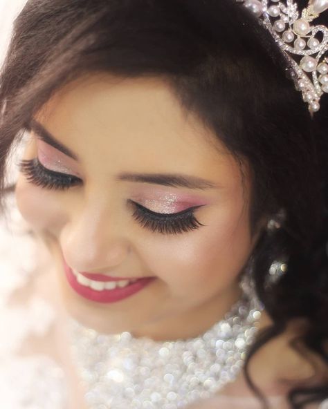 Christian Bride Makeup Look, Christian Bride Hairstyle With Crown, Christian Bride Makeup, Christian Bridal Makeup, Indian Party Makeup, Bride Eye Makeup, Bride Pics, Beauty Is Power, Christian Bride