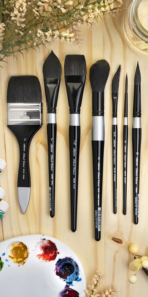 3000S Black Velvet® watercolor brushes by Silver Brush Limited® Oil Paint Materials, Black Watercolor Painting, Brush Picture, Brushes For Painting, Sketch Beautiful, Best Watercolor Brushes, Paint Tools, Fanart Sketch, Drawing Love