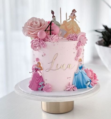 Princess Mini Cake, Princess Tier Cake, Princess Butterfly Cake, Fondant Princess Cake, Disney Princess Number Cake, Pastel Princess Cake, Princess And Superhero Cake, Disney Princess 1st Birthday Party Ideas, Disney Princess Cake Ideas Simple