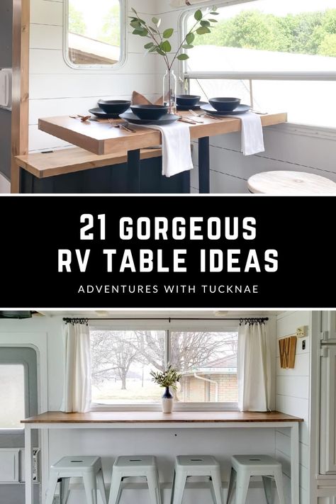 21 Gorgeous RV Table Ideas Rv Table Ideas, 5th Wheel Camper Remodel, Travel Trailer Remodel Ideas, Rv Bathroom Remodel, Ikea Kids Table, Rv Decorating Ideas Rv Interior, Camper Table, Rv Table, Trailer Remodel Ideas