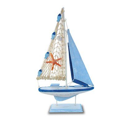 Breakwater Bay Kiefer Nautical Stripes Sail Boat Mini Yacht, Nautical Bathroom Design Ideas, Puzzle Lights, Boat Bed, Marine Decor, Flame Art, Marine Theme, Stained Glass Butterfly, Nautical Stripes