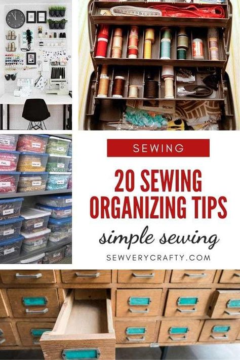 Sewing Organizing Tips Organizing Sewing Notions, Sewing Supply Storage, Sewing Pattern Organization Ideas, Sewing Supply Organization, How To Organize Sewing Supplies, Organizing Sewing Supplies, Organizing Fabric In Sewing Room, Fabric Storage Ideas Organizing, Organize Sewing Supplies