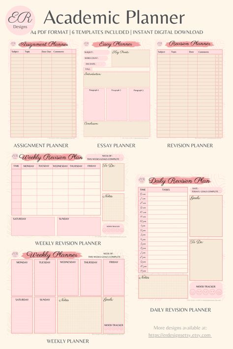 Digital/Printable Academic Planner - Ice Cream | Weekly Printable Planner By   productivityplanner #plannergrГЎtis #planner2024©. Daily Planner Ideas Student, Study Planner Printable Free Student, Aesthetic Study Planner Template, Study Plan Aesthetic, Student Daily Planner Template, Study Notes English, Weekly Study Planner Template, Study Weekly Planner, Checklist Template Aesthetic