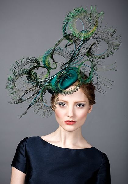 Rachel Trevor Morgan AW 2014 R14W14 - Peacock silk pillbox with peacock feather curls: Rachel Trevor Morgan, Unusual Hats, Mad Hat, Funky Hats, Ascot Hats, Crazy Hats, Kentucky Derby Hats, Feather Hat, Fancy Hats