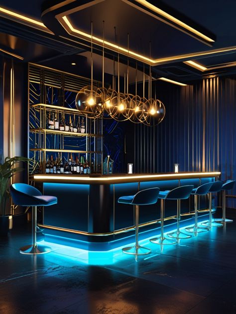 Futuristic Bar Design, Hooka Lounge Aesthetic, Futuristic Bar, Bar Lounge Design, Whiskey Lounge, Futuristic Designs, Nice Tattoos, Small Cafe Design, Lounge Club