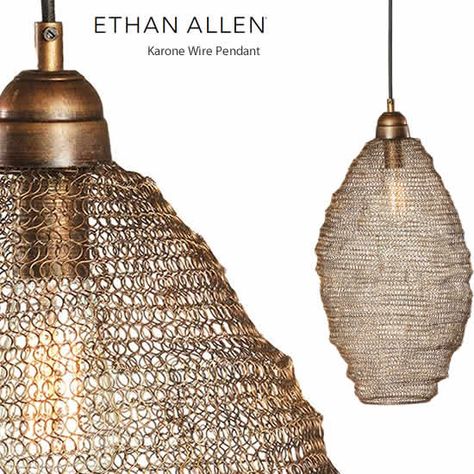 Ethan Allen 093141 Karone Wire Pendant - Metal Mesh Pendant  - Eclectic Pendants - Deep Discount Lighting Metal Mesh Pendant Light, Wire Mesh Pendant Light, Mixed Metal Pendant Light, Arizona Farmhouse, Unique Pendant Lighting, Wire Pendant Light, Eclectic Lighting, Mesh Lighting, Artisan Lighting