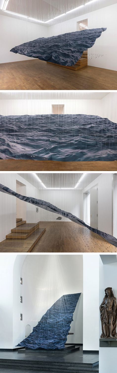 Suspended Ocean Wave Installations by Miguel Rothschild Wave Sculpture, Fabric Installation, Sculpture Abstract, Abstract Waves, Wow Art, Buy Art Online, Ocean Wave, Sculpture Installation, Land Art