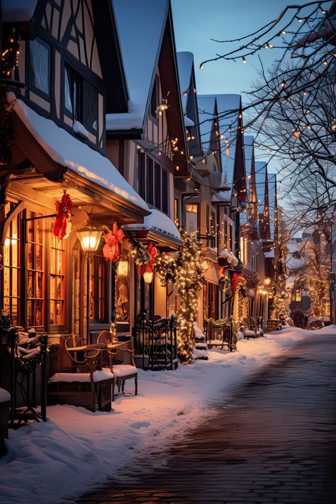 Decorate your walls this Christmas with this inspiring image of a small town Christmas. Bring out the holiday spirit! Christmas Airbnb, Small Town Christmas Decorations, Christmas Town Square, Christmas Small Town Aesthetic, Christmas Small Town, Small Town Christmas Aesthetic, Small Town Christmas, Christmas Towns, Cozy Town