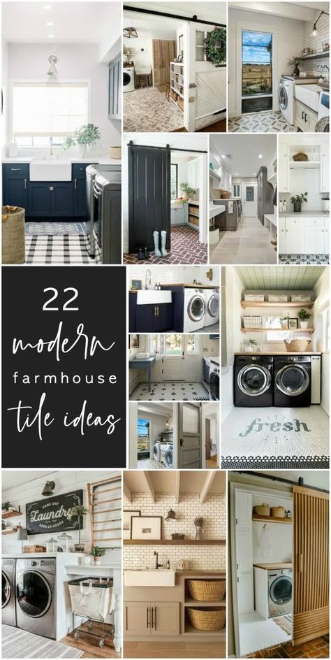 22 Gorgeous Tile Ideas for Modern Farmhouse and Cottage Laundry Rooms. Make your laundry room a showpiece in your home by adding some pretty tile and shelves! Cottage Tile, Cottage Laundry, Cottage Kitchen Tiles, Cottage Laundry Room, Laundry Room Tile, Herringbone Tile Floors, Pretty Tiles, Laundry Room Flooring, Decor Pad