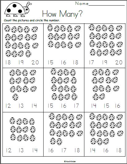 Free spring math worksheet for preschool and kindergarten. Count the ladybugs and circle the number that matches. This is great review for kindergarten students who need it and good summer preparation for preschool students getting ready for kindergarten. Simply print and use. Teen Numbers Worksheet, Counting To 20 Worksheets Free Printable, Count To 20 Worksheets, Numbers 1 20 Worksheets Free Printable, Count And Match Worksheets 1-20, Kindergarten Review Worksheets, Count And Match Worksheets, Ladybug Math, Ladybug Counting