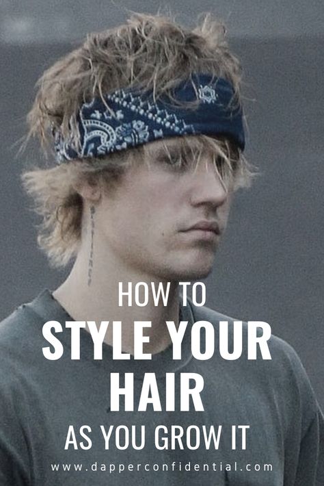 Mens Hair Growing Out Stages, How To Style Growing Out Hair, Men’s Hair Growing Out, How To Style Long Hair For Men, Hair Styles While Growing It Out, Growing Hair Out Stages, How To Find Your Style Men, How To Grow Long Hair Men, How To Style Hair While Growing It Out