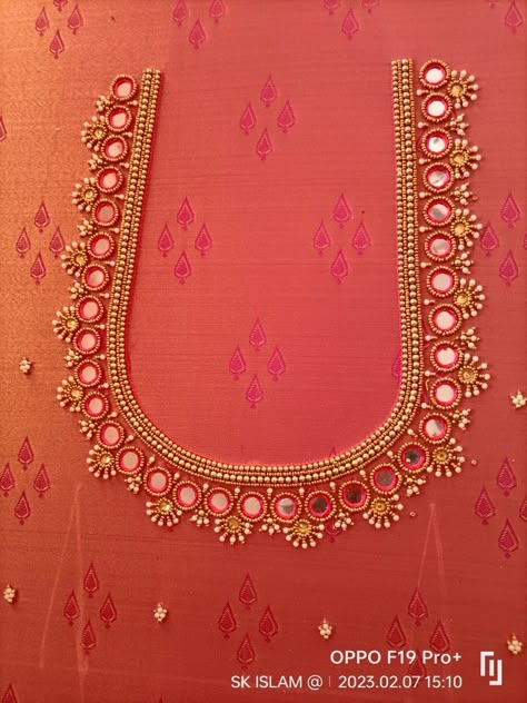 Mirror Work Aari Blouse Design, Aari Work Mirror Designs, Mirror Work Aari Design, Aari Work Blouse Aari Work Blouse Simple Design, Mirror Aari Work Blouse Design, Aari Back Neck Designs For Blouses, Simple Zardosi Work Designs, Simple Mirror Work Blouse Designs, Simple Zardosi Work Blouses