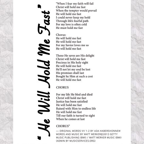 He Will Hold Me Fast 🎵🎵🎵🎵🎵🎵🎵 He Will Hold Me Fast Lyrics, He Will Hold Me Fast, Fast Quotes, Make A Joyful Noise, Year Goals, Joyful Noise, New Year Goals, Proverbs 31 Woman, Worship Music