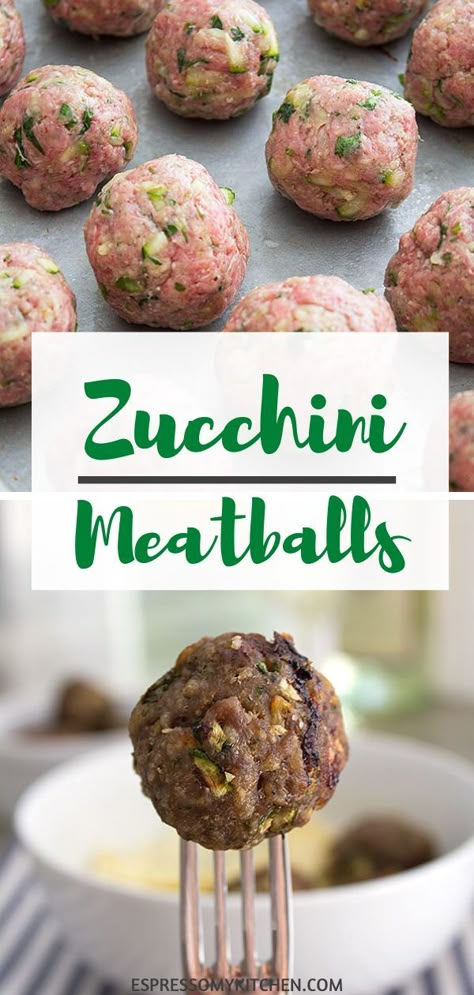 Italian Zucchini Meatballs, Chicken And Zucchini Meatballs, Freezer Meals With Zucchini, Zucchini Meatballs Skinnytaste, Zuchinni Meatballs, Meatball Zucchini, Meatballs Zucchini, Zucchini Meatloaf, Meatballs With Zucchini