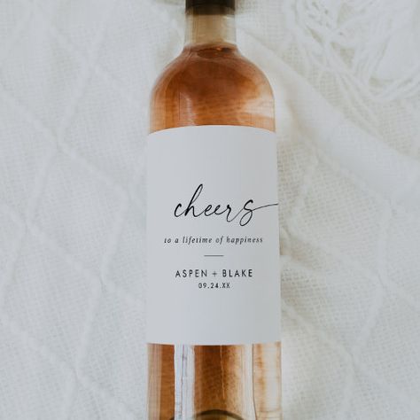 $7.25 | Modern Script Cheers Wedding Wine Labels #rustic wedding reception toast, modern rehearsal dinner cheers, elegant bachelorette party, fancy contemporary script engagement, minimal basic simplistic pretty glam, classy minimalist romantic boho autumn, simple monochrome whimsical handwritten, spring summer bohemian typography k500, fall winter unique industrial lettering, classic luxury black white calligraphy Elegant Bachelorette Party, Customised Wine Bottles, Olive Green Wedding, Minimalist Wedding Reception, Wedding Bottle Labels, Olive Green Weddings, Wine Bottle Stickers, Personalized Wine Bottles, Wedding Wine Bottles