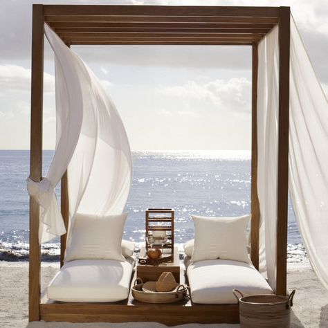 Ralph Lauren Home Point Dume Beach Scene www.simonshouse.net Seaside Living, Cliff House, Large Lanterns, Canopy Bed, Beach Scene, Holiday Inspiration, Ralph Lauren Home, Pool Area, Coastal Living