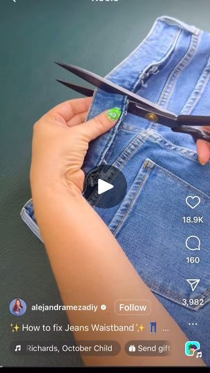 How to professionally take in the waist of your jeans! Thank you @alejandramezadiy for the video. You’re so clever. #diy #tipsandtricks #alterations #seamstress #sewist | Kim Young Diy Take In Waist Of Jeans, Jeans Alterations Diy, Take In Waist Of Jeans, Jeans Alterations, Self Care Activities, Clever Diy, Denim Pant, Professions, Thank You