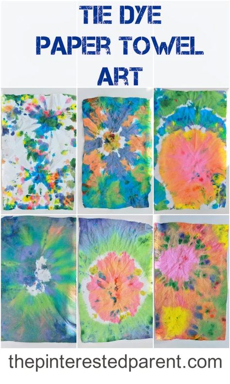 Tie Dye Paper Towel Art – The Pinterested Parent Paper Towel Art, Tie Dye Paper, Dye Paper, Resist Art, Summer Camp Art, Reuse Old Clothes, Towel Art, Paper Towel Crafts, Diy Summer Clothes