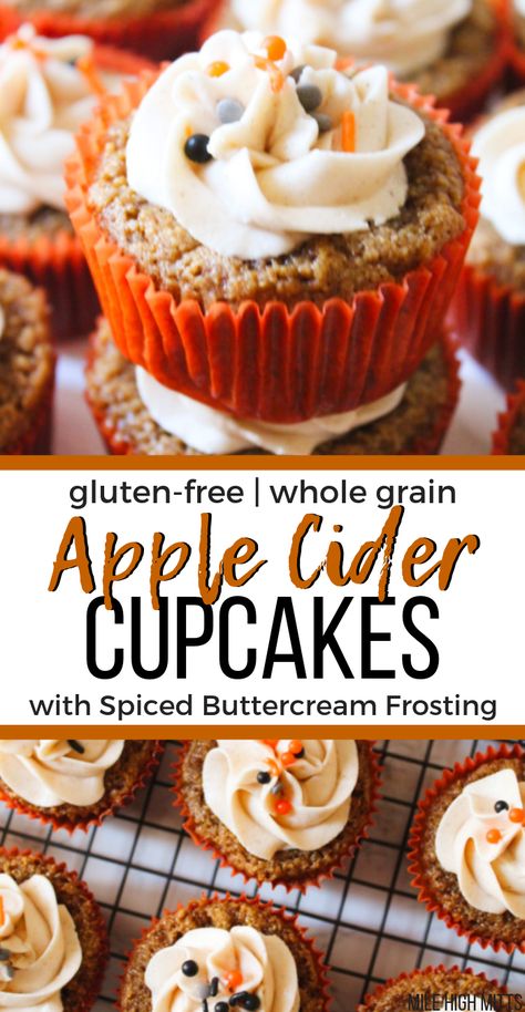 Apple Cider Cupcakes, Gluten Free Gingerbread Cake, Easy Cupcake Recipe, Gluten Free Desserts Thanksgiving, Gluten Free Pumpkin Bars, Healthy Fall Desserts, Spiced Buttercream, Gluten Free Gingerbread, Gluten Free Thanksgiving