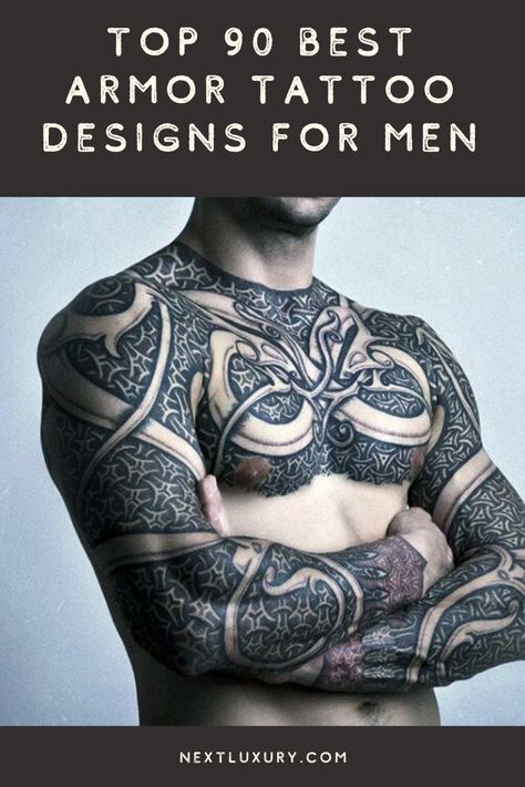 Armour Sleeve Tattoo, Armor Half Sleeve Tattoo, Shoulder Armor Tattoo Design For Men, Armor Tattoo Shoulder, Men’s Armor Tattoo, Engineering Tattoo, Battle Tattoo, Body Armor Tattoo, Best Armor