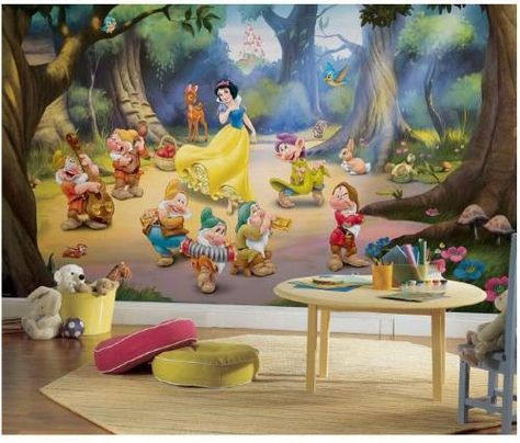 Snow White wallpaper mural. Orla Infantil, Disney Wall Murals, Fairy Room, Disney Princess Snow White, Disney Wall, Disney Images, Snow White And The Seven Dwarfs, The Seven Dwarfs, Disney Fairies