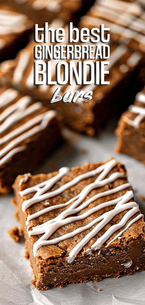 Gingerbread Blondies [40 Minutes] – Chasety Holiday Blondies Recipe, Ginger Bars Recipes, Chewy Gingerbread Bars, Gingerbread Blondies Recipe, Gingerbread Bars Recipe, Gingerbread Brownies Recipe, Ginger Blondies, Christmas Blondies, Gingerbread Blondies