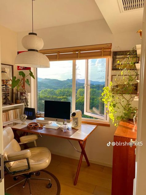 Home Office Set Up, Asian Homes, Asian Home Decor, Large Window, Study Room Decor, Modern Home Office, Home Office Organization, Desk Setup, Room Inspiration Bedroom