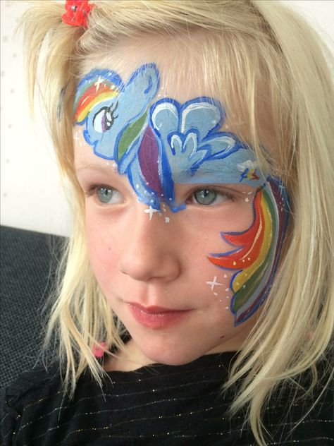 Rainbow Dash face paint Face Paint Easy, Rainbow Face Paint, Rainbow Face, Paint Easy, Face Paints, Face Painting Easy, Rainbow Pin, Painted Rainbow, Rainbow Dash